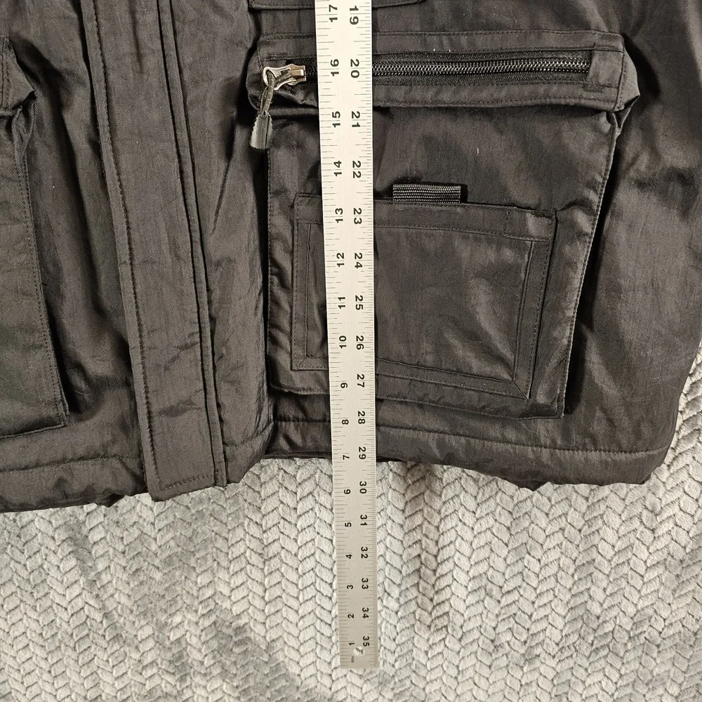 Vintage GAP Vest Mens XXL Black Fleece Lined‎ Utility Multi Pocket Full Zip